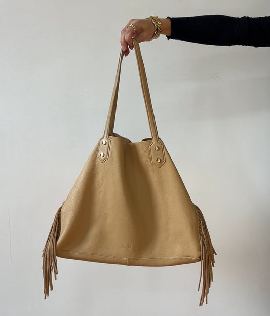 Tan Fringe Leather Bag