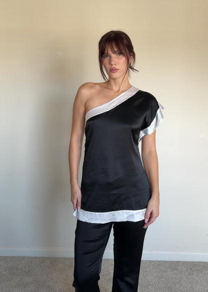 One Shoulder Satin Top