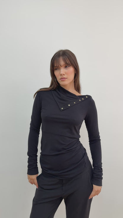 DVF Black Asymmetrical Longsleeve