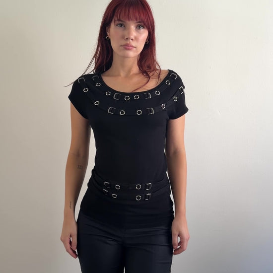 video of black top with silver detail