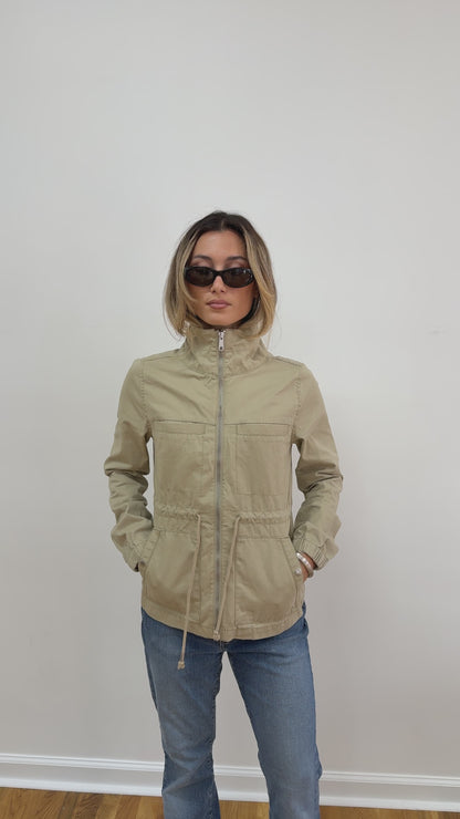 High Neck Zip Up Utility Jacket