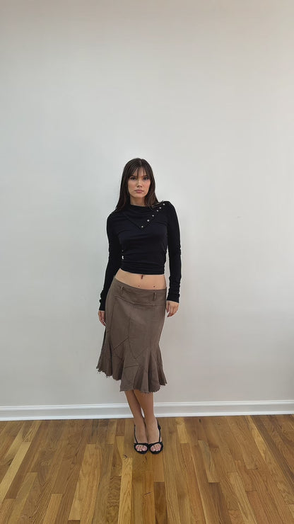Brown Distressed Skirt