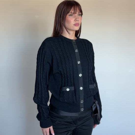 wool black cardigan 