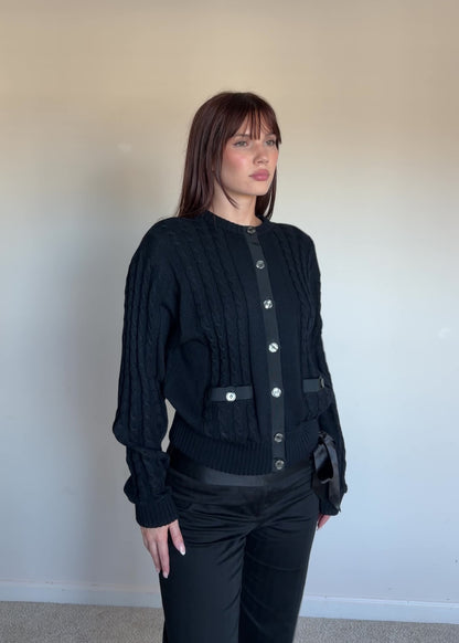 wool black cardigan 