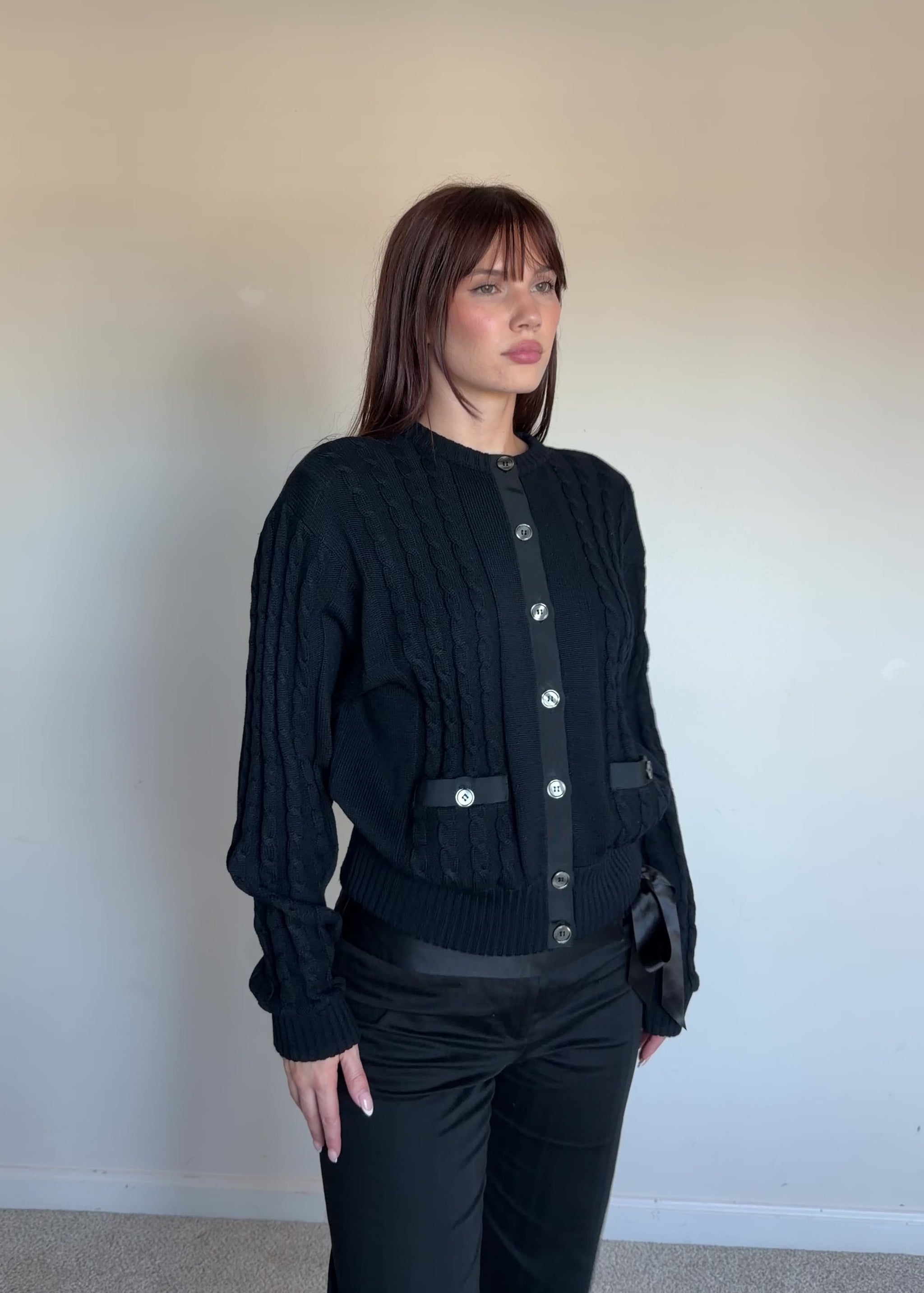 wool black cardigan 