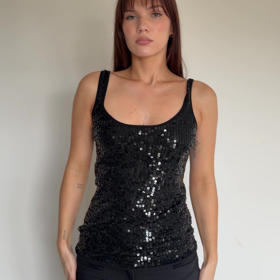 video of black sequin top