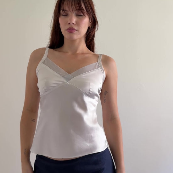 video of ivory silk tank