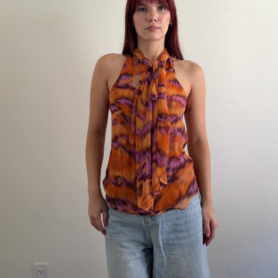 video of dvf silk patterned top