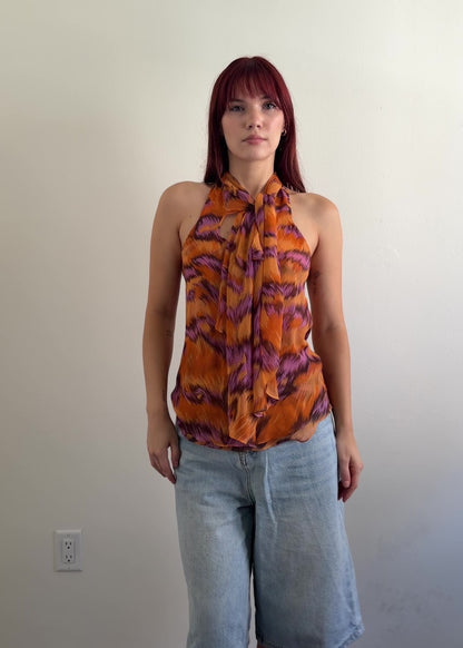 video of dvf silk patterned top