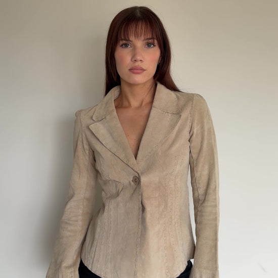 video of beige suede jacket