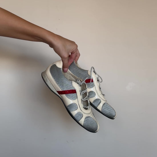 video of different angles of prada sneakers 