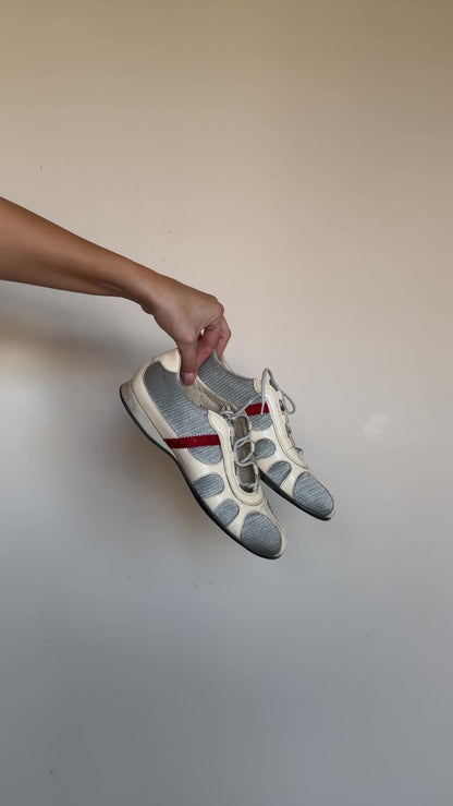 video of different angles of prada sneakers 
