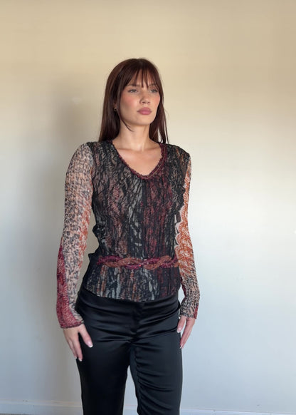 Semi-Sheer Printed Top
