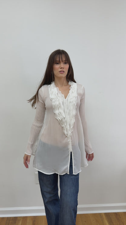 White Tunic with Ruffle Details