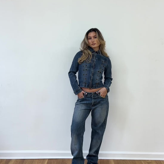 denim jacket with grommets