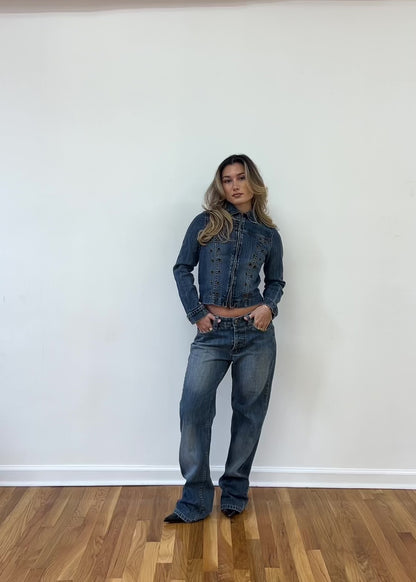 denim jacket with grommets