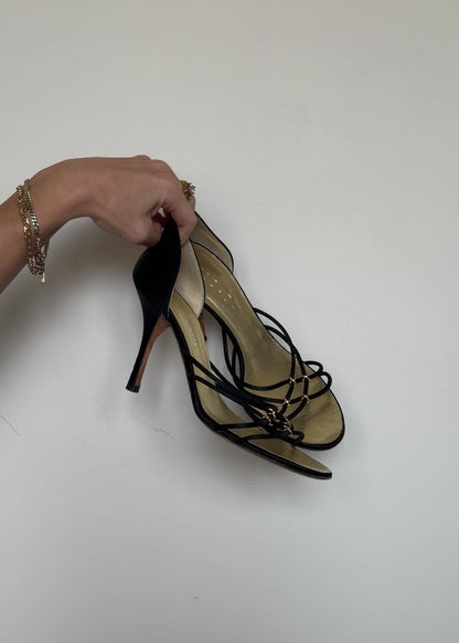 video of black strappy heels 