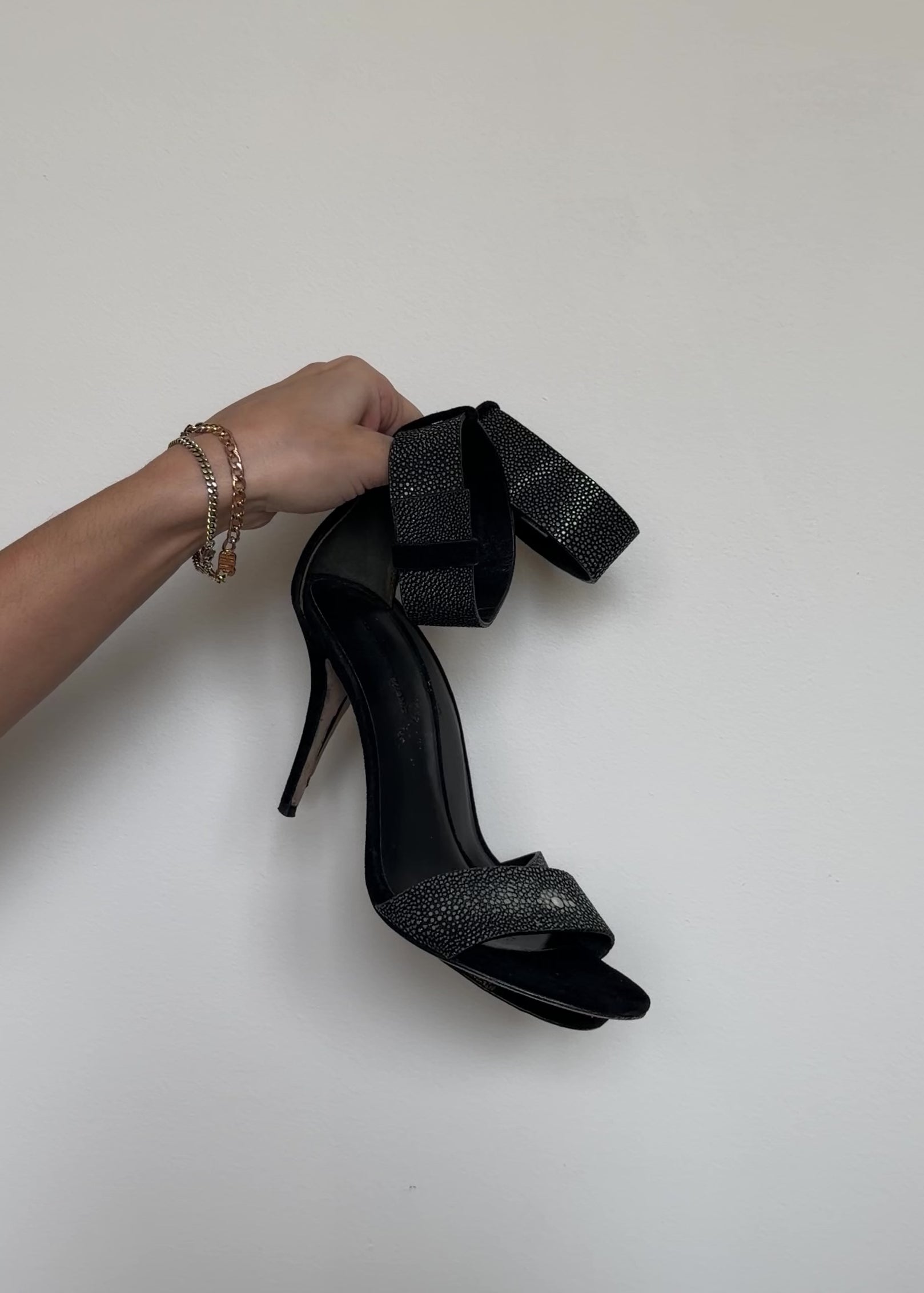 video of different angles of the alexander wang heels